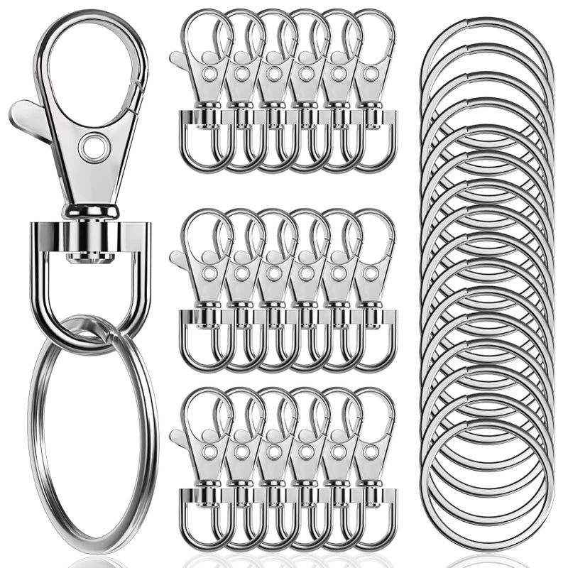 Segauin 100PCS Premium Swivel Snap Hooks with Key Rings Metal Lanyard Keychain Hooks Lobster Clasps for Key Jewelry DIY Crafts 1.38inches/35mm(50 Pcs Lanyard Snap Hooks+50 Pcs Key Rings) - Image 1